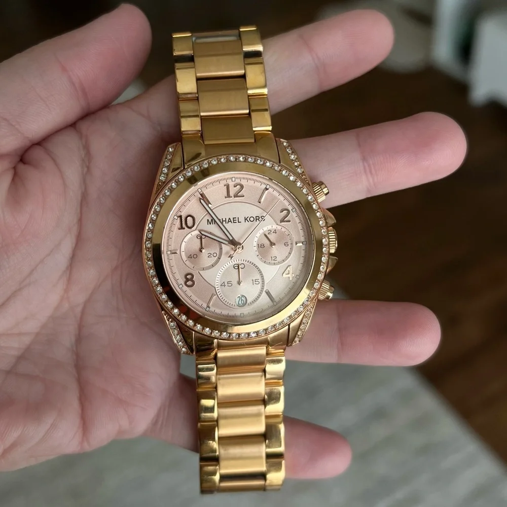 Michael Kors Women’s Blair Rose Gold Tone Rhinestone MK5263 Chronograph Watch